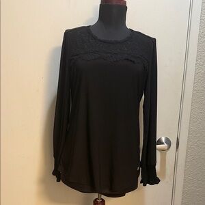 Anne Klein Black Lace Detail Blouse